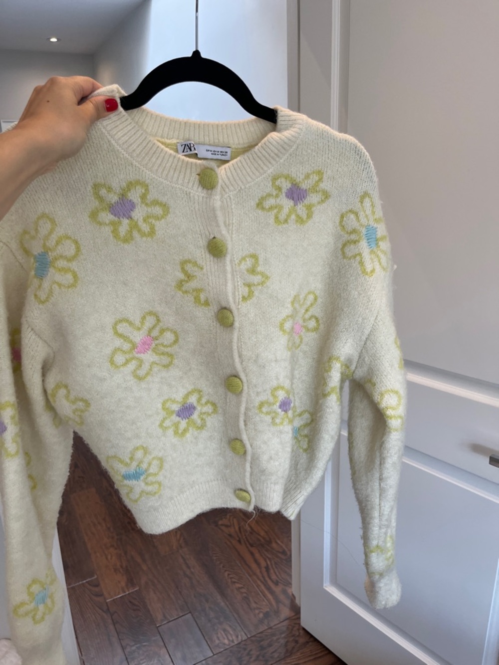 Zara Cream Cardigan with Pastel Floral Embroidery